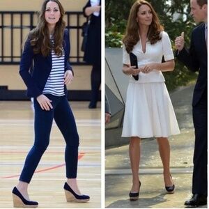 Stuart Weitzman Corkswoon Wedges Navy Suede Size 8